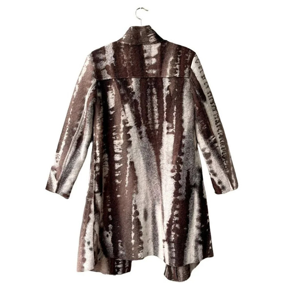 AMICI by Baci Women’s Jacket Wool Blend Drip Dye Brown Button Long Sleeve Coat S - Picture 2 of 4